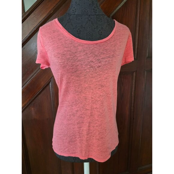 Calypso St. Barth Womens Linen T-Shirt - Small Size Coral Pink - Picture 1 of 8